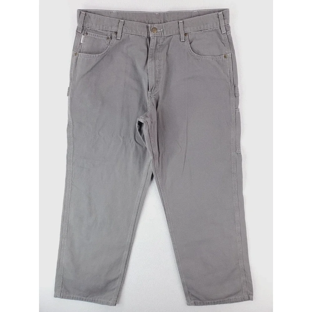 Carhartt Pants Mens 38x30 Gray Utility Carpenter Loose Fit‎ Duck Canvas Workwear